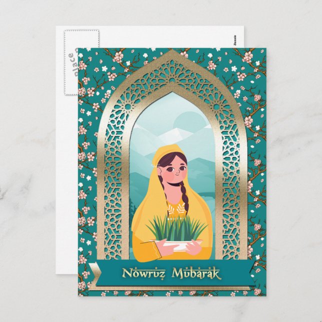 Cartão Postal De Festividades Nowruz Mubarak. Ano Novo Persa (Frente/Verso)