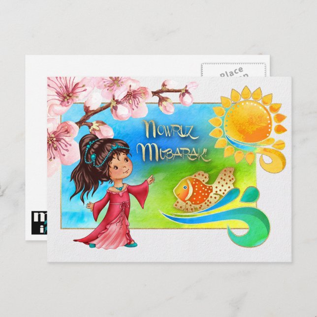 Cartão Postal De Festividades Nowruz Mubarak. Ano Novo Persa (Frente/Verso)