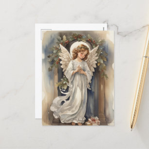 Cartão Postal De Festividades Nozes de Natal Festivas Angels Holiday