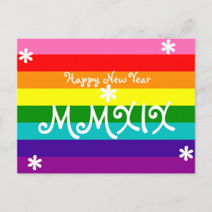 Cartão Postal De Festividades Numeral 2019 romano do arco-íris LGBT do feliz an