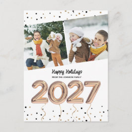 Cartão Postal De Festividades Números de Balão de Fotos de Férias Felizes de 202