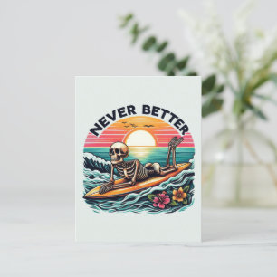 Cartão Postal De Festividades Nunca Melhor - Skelset surf Sunset Wave Design