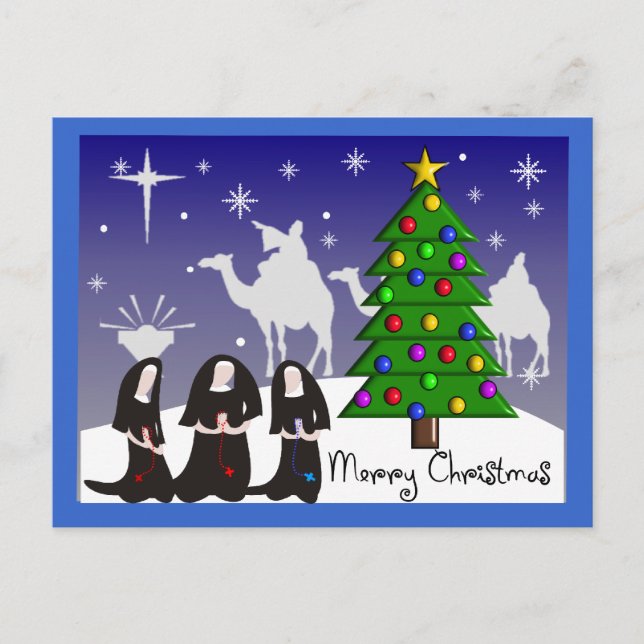 Cartão Postal De Festividades Nuns Christmas Cards "Merry Christmas" (Frente)
