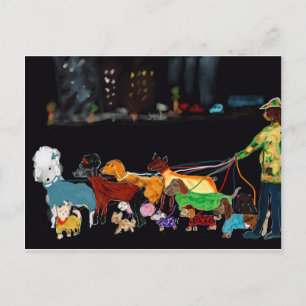 Cartão Postal De Festividades Nyc Dogwalker