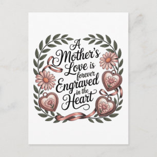 Cartão Postal De Festividades O Amor De Uma Mãe Está Gravado Para Sempre No Cora