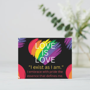 Cartão Postal De Festividades O amor é amor, mês de orgulho de citação LGBTq