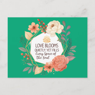 Cartão Postal De Festividades O Amor Floresce Silenciosamente – Aquarela de Cita