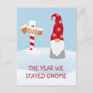 Cartão Postal De Festividades O Ano em que Ficamos em Casa 2021 Gnome Natal