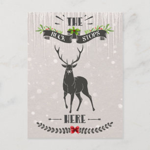 Cartão Postal De Festividades O Buck Pára Aqui Feliz Cartão de Vestido de Natal