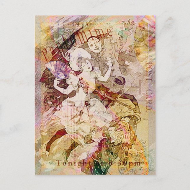 Cartão Postal De Festividades O Dançarino e o Natal de Pierrot (Frente)