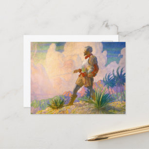 Cartão Postal De Festividades O descobridor de Newell Convers Wyeth