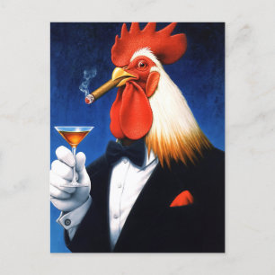 Cartão Postal De Festividades O Galo Dapper Engraçado Clube de Cavalheiros