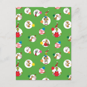 Cartão Postal De Festividades O Grinch Padrão de pontos de Natal