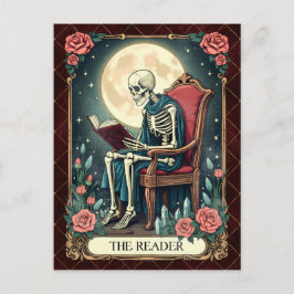 Cartão Postal De Festividades O Leitor, Carta de Tarot Vintage Estilo Esqueleto