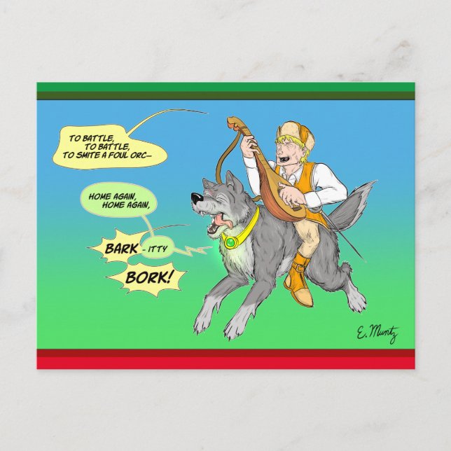 Cartão Postal De Festividades O lobo e o bardo (Frente)