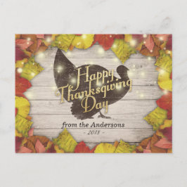 Cartão Postal De Festividades O Maple De Ação De Graças Deixa A Turca Leve A Cor