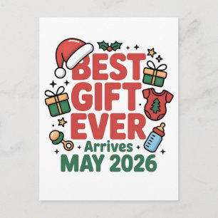 Cartão Postal De Festividades O melhor presente de Natal para gravidez chegou ma