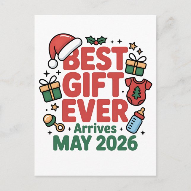 Cartão Postal De Festividades O melhor presente de Natal para gravidez chegou ma (Frente)