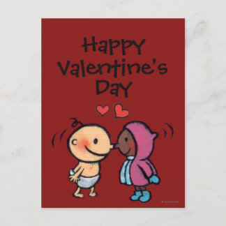 Cartão Postal De Festividades O nariz Eskimo amigável beija miúdos