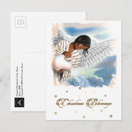 Cartão Postal De Festividades O Natal abençoa Anjo Afro-Americano