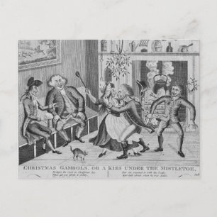 Cartão Postal De Festividades O Natal cabriola, ou um beijo sob