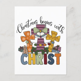 Cartão Postal De Festividades O Natal começa com o Cristo Jesus Deus Feio Xmas S