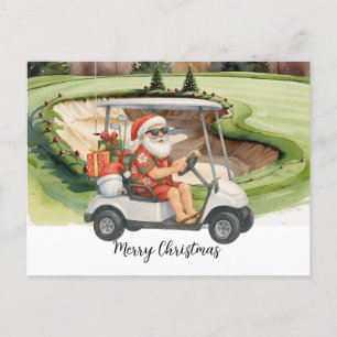 Cartão Postal De Festividades O Natal do Golf temia com o Papai Noel