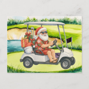 Cartão Postal De Festividades O Natal do Golf temia com o Papai Noel