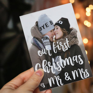 Cartão Postal De Festividades O nosso primeiro Natal como o Sr. Cartão de Férias