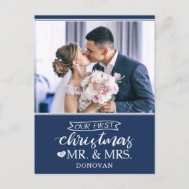 Cartão Postal De Festividades O nosso primeiro Natal como Sr. e Sra. Newlyweds H