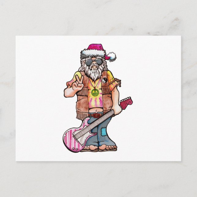 Cartão Postal De Festividades O papai noel do hippy diz "Yule legal " (Frente)