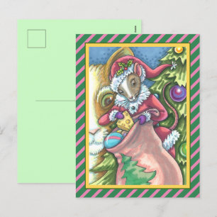 CARTÃO POSTAL DE FESTIVIDADES O PAPAI NOEL DO RATO TRAZ PRESENTES DE NATAL PARA