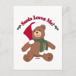 Cartão Postal De Festividades O Papai Noel Me Ama! Urso de Natal