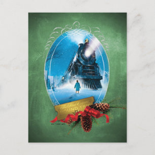 Cartão Postal De Festividades O Polar Express Chegada do Trem Framed de Feriad