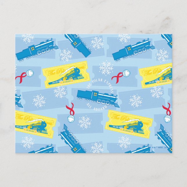 Cartão Postal De Festividades O Polar Express | Comboio retrorreflector e Padrão (Frente)