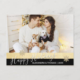 Cartão Postal De Festividades O primeiro Natal casou a FOTO contratada do OURO