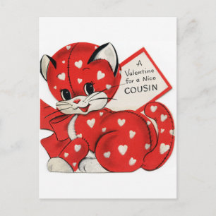 Cartão Postal De Festividades O primo retro do gato do vintage adiciona o cartã