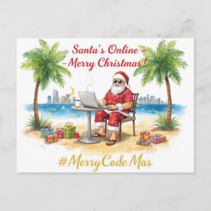 Cartão Postal De Festividades O Programador Online do Papai Noel Feliz Natal!