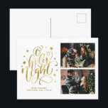 Cartão Postal De Festividades O Santa Noite - Foto Personalizada<br><div class="desc">Cartões de Natal coloridos e festivos de 2 galerias fotográficas.</div>