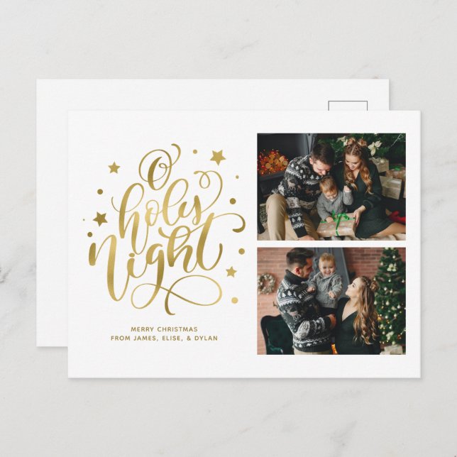 Cartão Postal De Festividades O Santa Noite - Foto Personalizada (Frente/Verso)