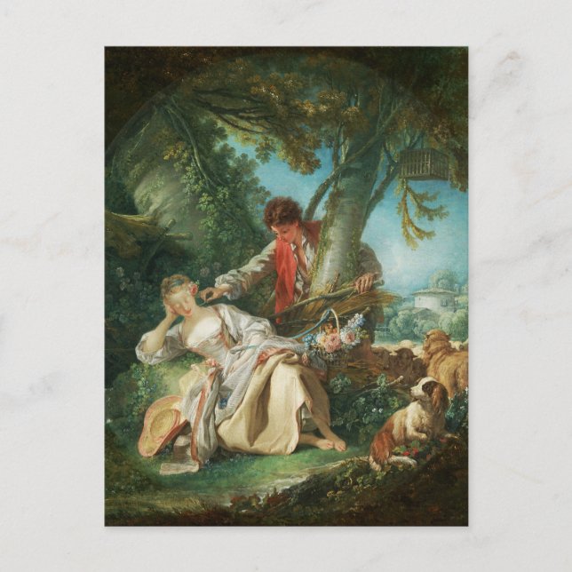 Cartão Postal De Festividades O Sono Interrompido por François Boucher (Frente)