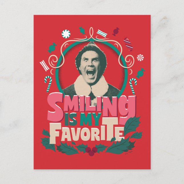 Cartão Postal De Festividades O Sorriso é Meu Favorito - Elfo (Frente)