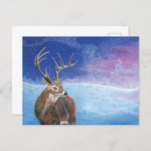 Cartão Postal De Festividades O veado vermelho (Cervus elaphus) no inverno