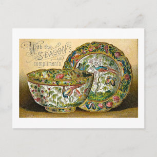 Cartão Postal De Festividades O vintage China dos cumprimentos da estação torn