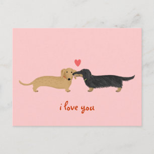 Cartão Postal De Festividades O Wiener bonito do beijo dos namorados do