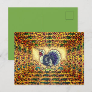 CARTÃO POSTAL DE FESTIVIDADES OBRIGADO À TURQUIA UNICORN, FANTASIA BRANCA,