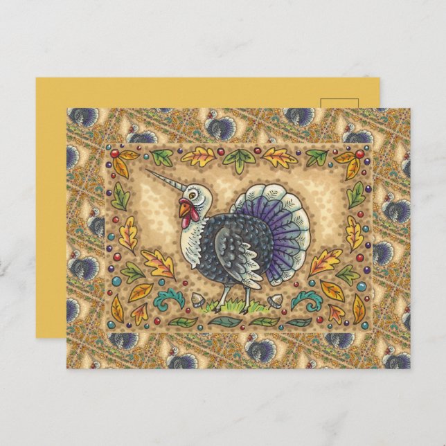 CARTÃO POSTAL DE FESTIVIDADES OBRIGADO À TURQUIA UNICORN, FANTASIA BRANCA, (Frente/Verso)