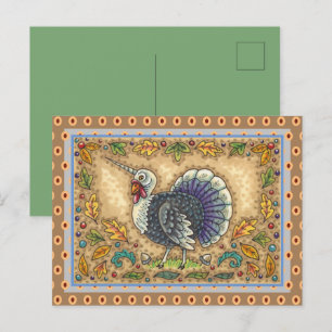 CARTÃO POSTAL DE FESTIVIDADES OBRIGADO À TURQUIA UNICORN, FANTASIA BRANCA, HO