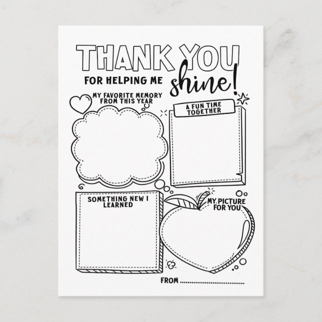 Cartão Postal De Festividades obrigado de apreciação de professores (Frente)