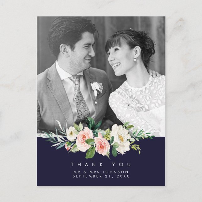 Cartão Postal De Festividades obrigado de casamento, foto do marinho de cartão p (Frente)